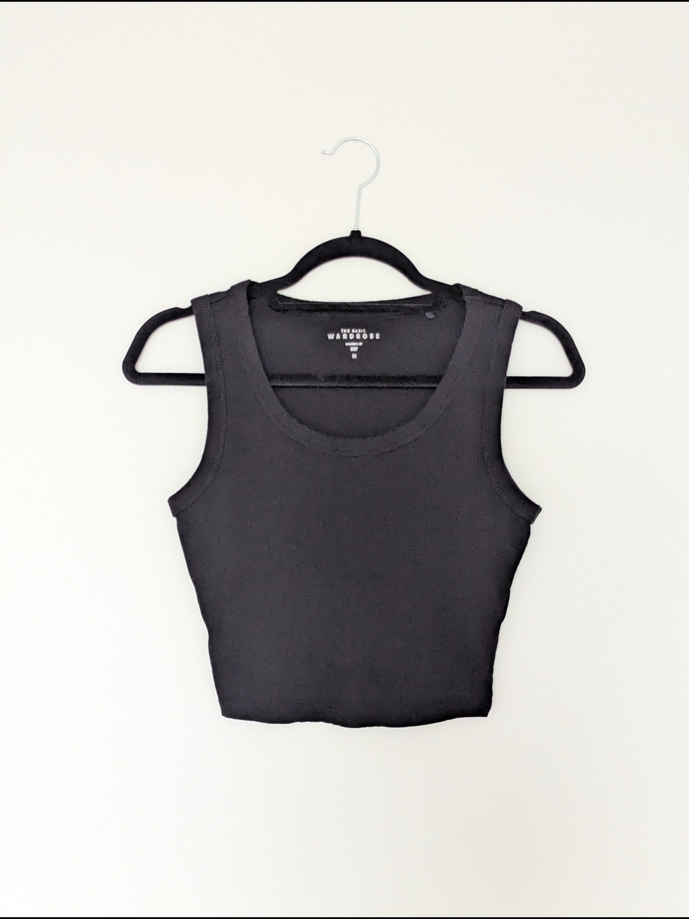 Black Ribbed Crop Tank Top By Only